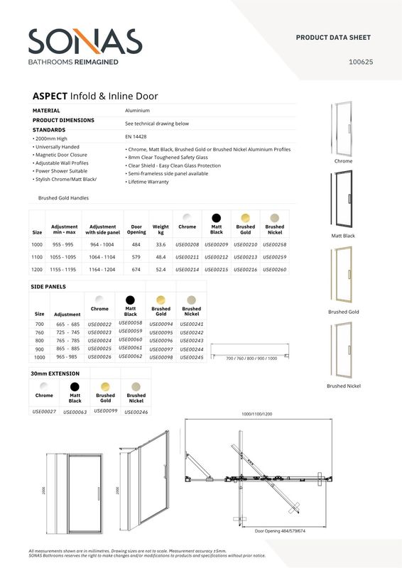 ASPECT Infold &amp; Inline Shower Door Brushed Nickel