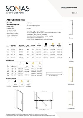 ASPECT Infold Shower Door Brushed Gold
