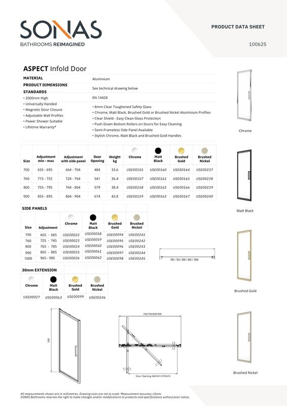 ASPECT Infold Shower Door Matt Black