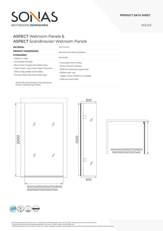 ASPECT Wetroom Panel Brushed Nickel