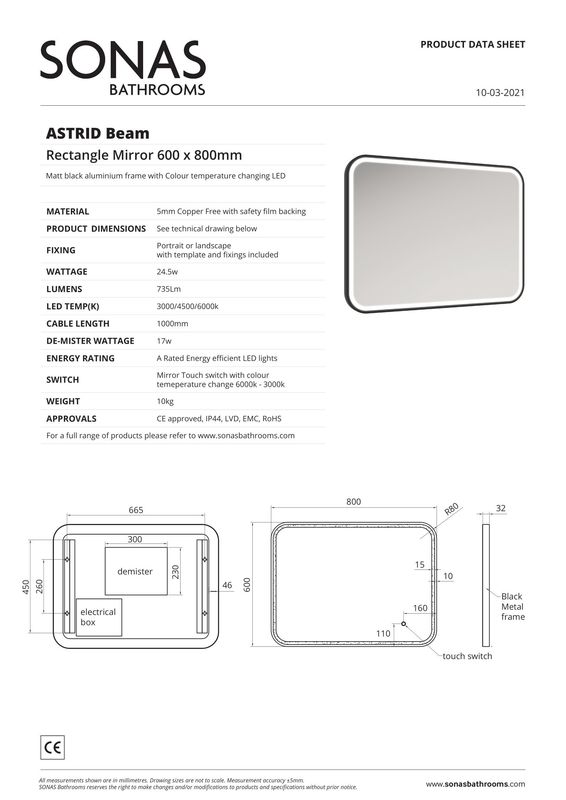 ASTRID Beam Rectangle Mirror 600x800