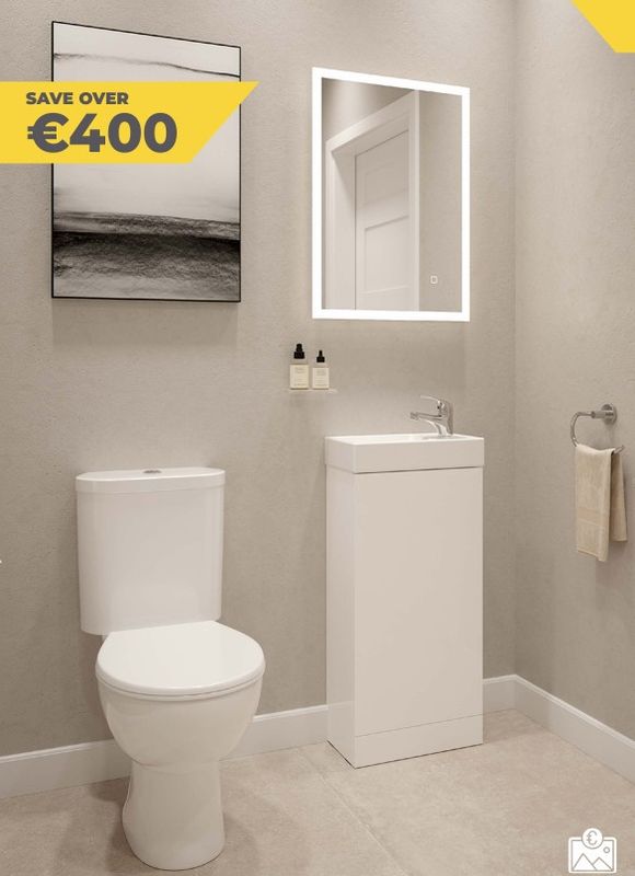 SONAS Cloakroom. Strata 40cm Cloakroom Vanity Unit Bundle