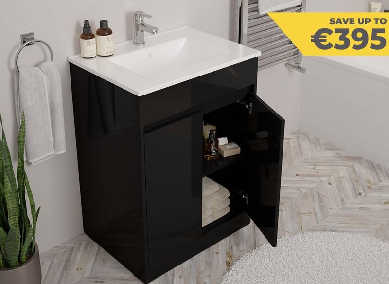 SONAS Source Floorstanding Two Door Vanity Unit &amp; Core Basin Mixer Bundle