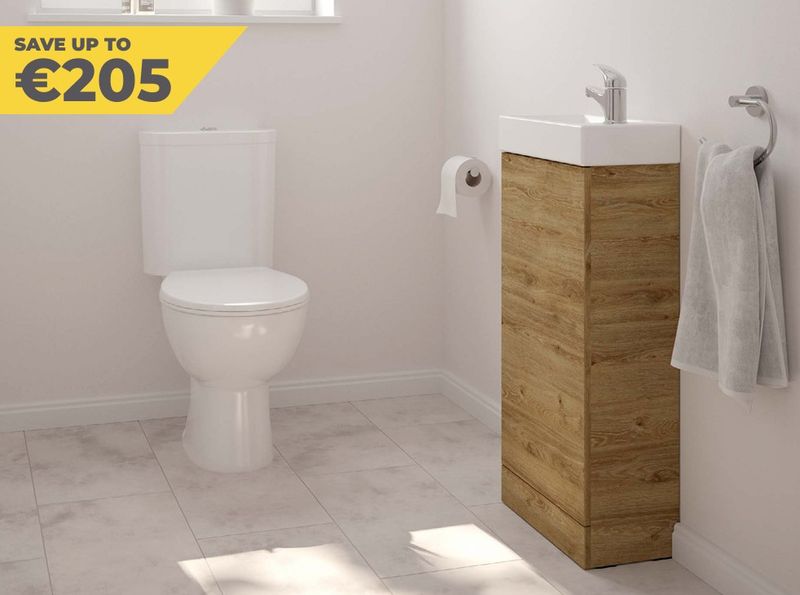SONAS Strata Cloakroom Vanity Unit &amp; Strata Basin Mixer &amp; Select Open Back WC Bundle