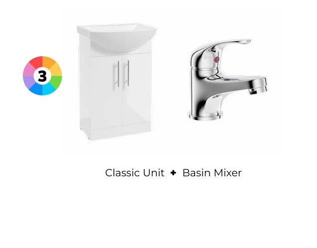 SONAS Strata Classic 65cm Floorstanding Two Door Vanity Unit &amp; Basin Mixer Bundle