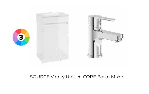 SONAS Source Floorstanding Two Door Vanity Unit &amp; Core Basin Mixer