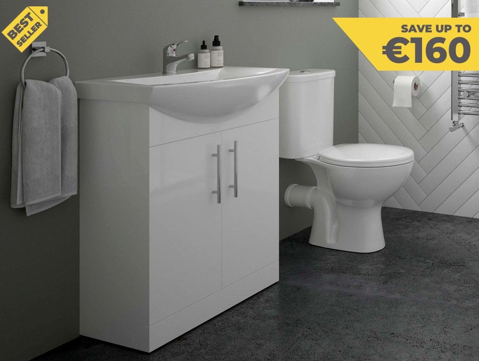 SONAS Strata Classic 55cm Floorstanding Two Door Vanity Unit &amp; Basin Mixer Bundle