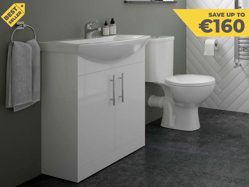 SONAS Strata Classic 55cm Floorstanding Two Door Vanity Unit &amp; Basin Mixer Bundle