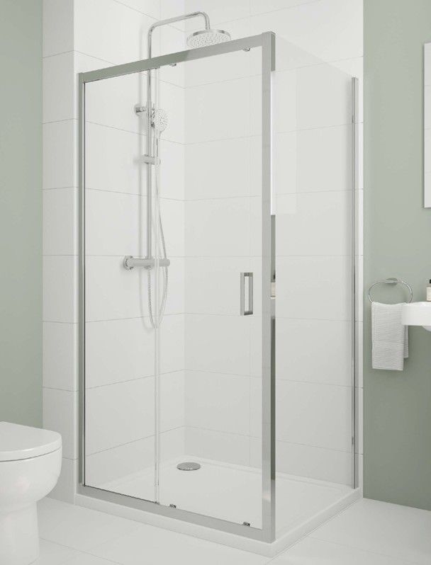 SONAS Strata Round Thermostatic Shower &amp; Strata 1000 Sliding Shower Door &amp; Kristal 1000 Low Profile Shower Tray &amp; Sonas Safe Seal 2m Roll (FREE) Bundle