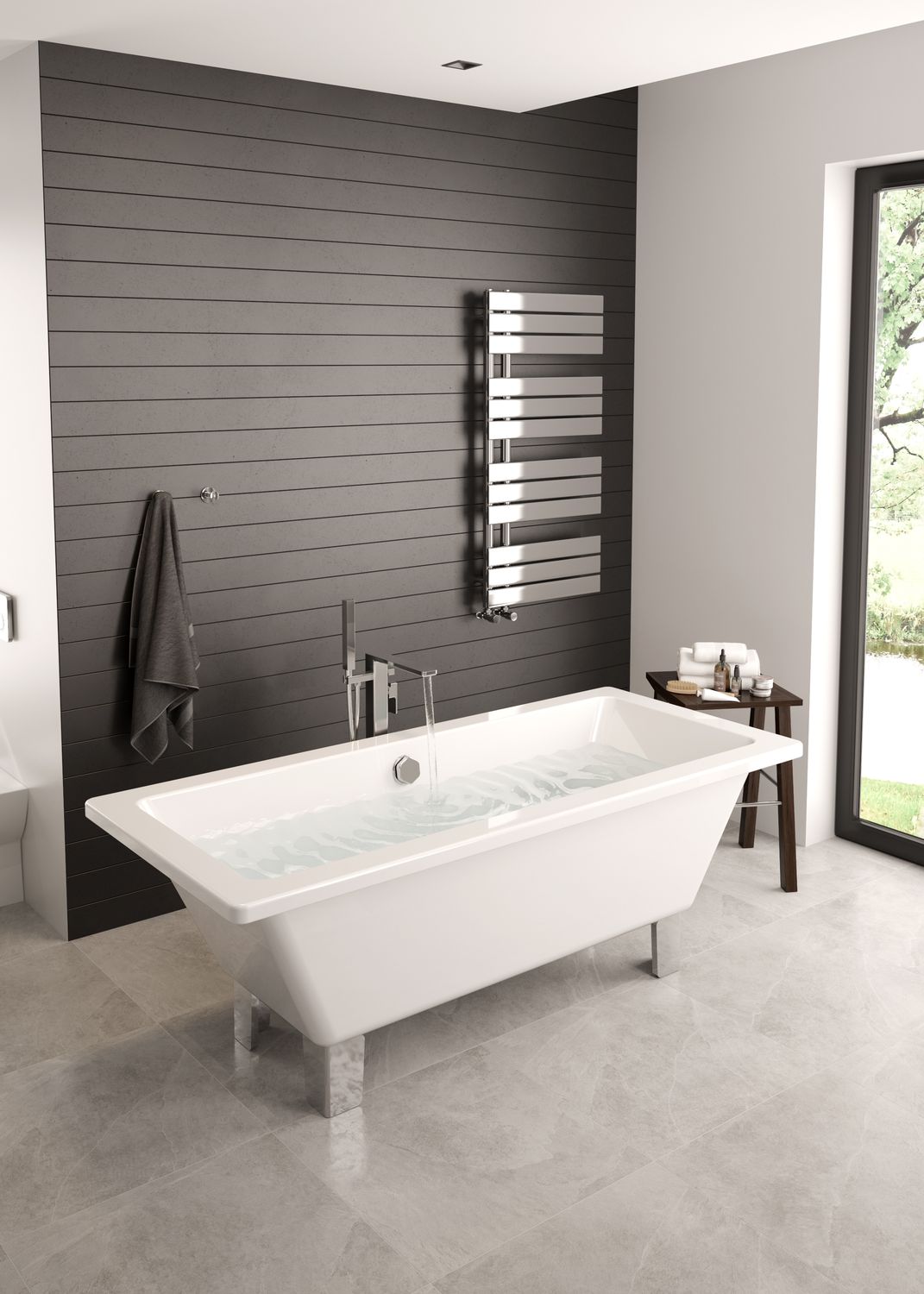 Earl 1700X750mm Freestanding Bath White &amp; Chrome Legs (ONLY 3 IN STOCK)