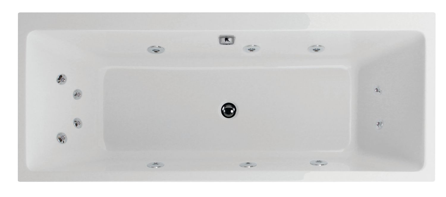 SONAS Oscar 1700x750mm Double Ended 12 White Jet Whirlpool Bath White (ONLY 1 IN STOCK)