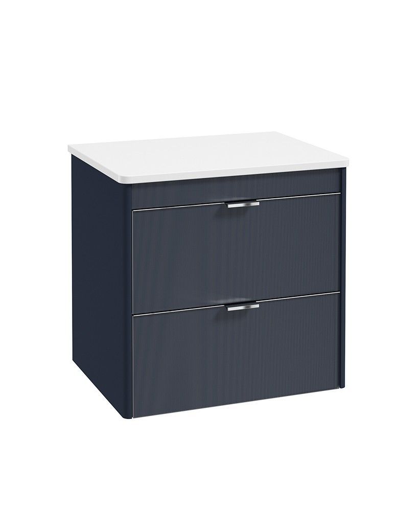 SONAS Lumiere Wall Hung 60cm Two Drawer Countertop Vanity Basin Cobalt Night &amp; Handles