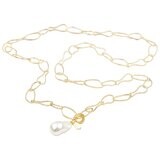 Link chain with pendant freshwater cultured pearl (baroque)