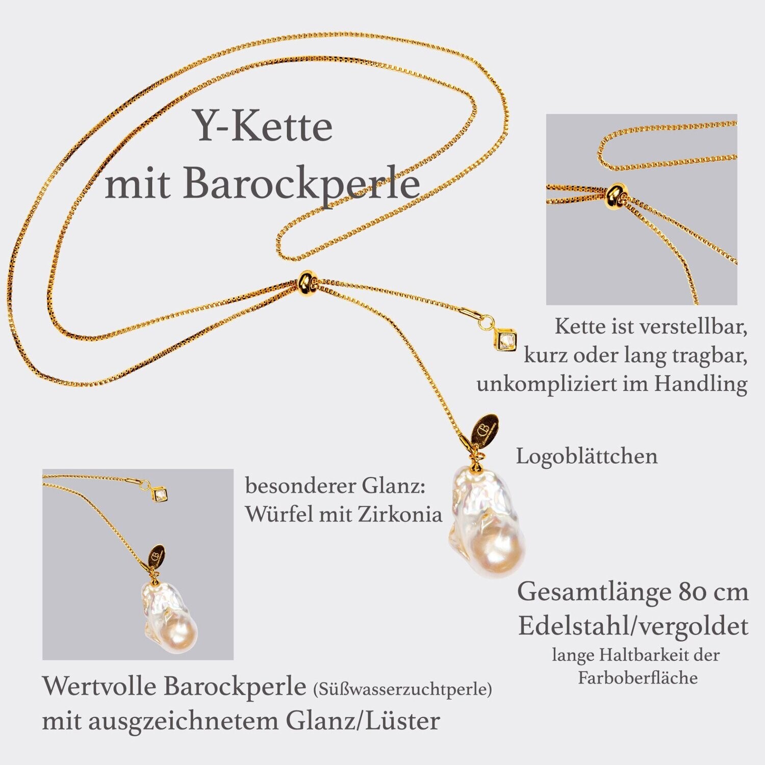 Y-Kette mit barocker Perle