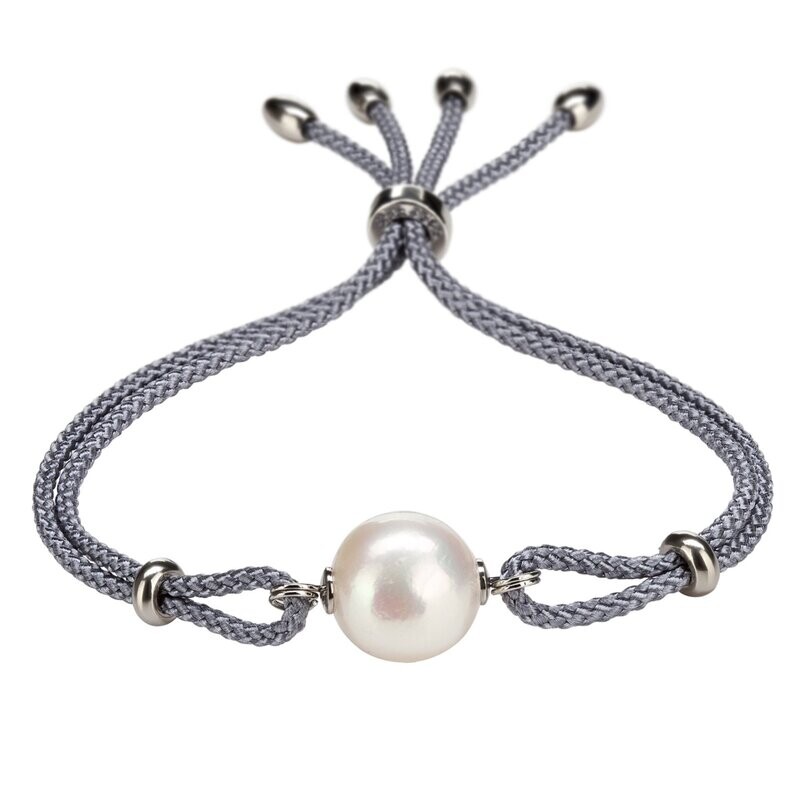 Textilarmband mit einer Perle, grau Textilarmband mit einer Perle, grau