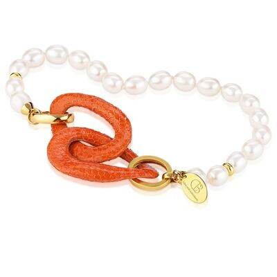 Perlenkette mit Schlangenmodul, orange