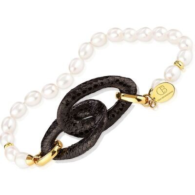 Perlenkette mit Schlangenmodul, schwarz