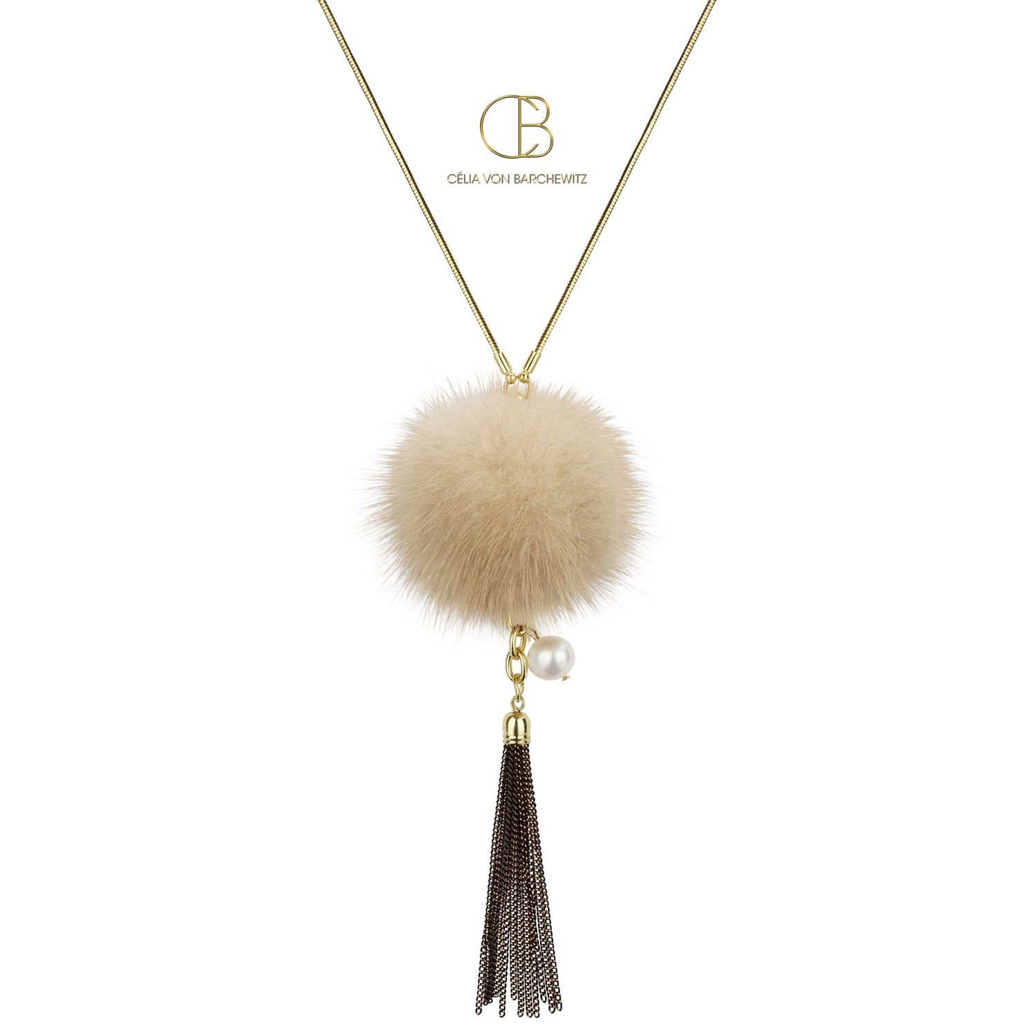 Puschelkette ZOE mit edler Perle