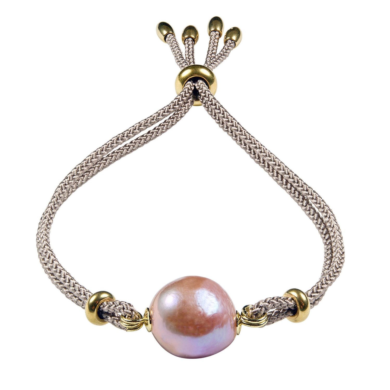 Textilarmband mit einer Perle, beige