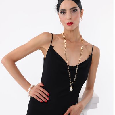 Gliederkette XL mit Barockperlenanhänger Gliederkette XL mit Barockperlenanhänger