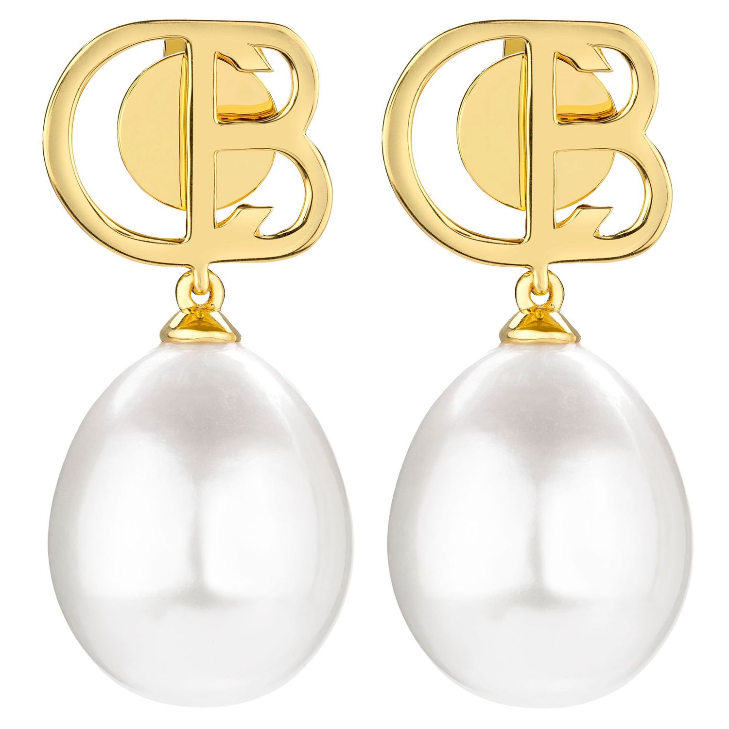 eleganter Perlenohrring mit CB-Logo