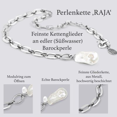 Gliederkette RAJA mit Barockperlenanhänger Gliederkette RAJA mit Barockperlenanhänger