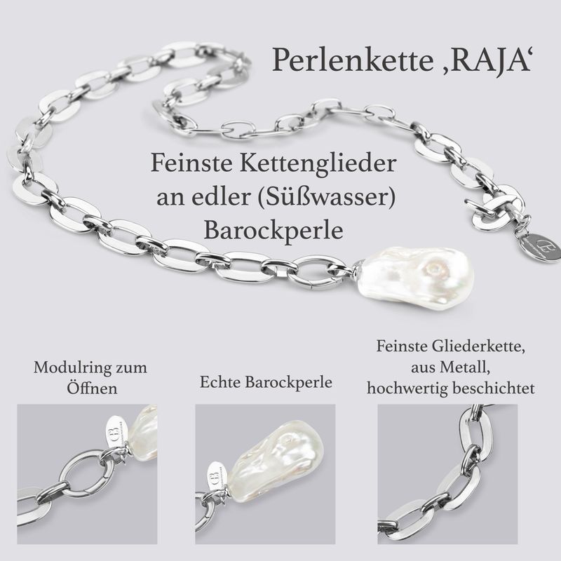 Gliederkette RAJA mit Barockperlenanhänger Gliederkette RAJA mit Barockperlenanhänger