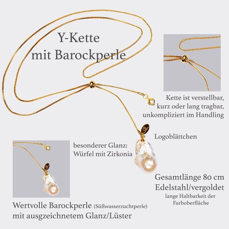 Y-Kette mit barocker Perle
