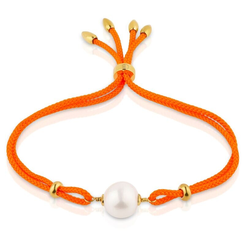 SUNRISE - Textilarmband mit einer Perle, orange SUNRISE - Textilarmband mit einer Perle, orange