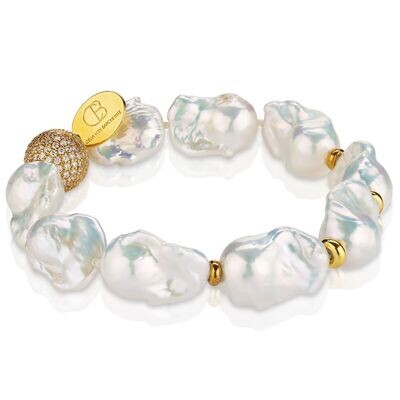 Perlenarmband aus barocken Perlen mit Magnet/Zirkonia Perlenarmband aus barocken Perlen mit Magnet/Zirkonia