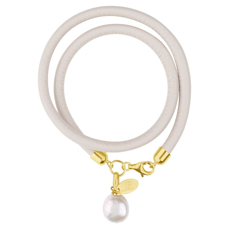 Nappa Nova - das Lederarmband in Weiß mit Süßwasserzucht-Perle