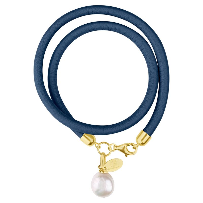 Nappa Nova - das Lederarmband in Rauchblau mit Süßwasserzucht-Perle