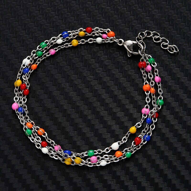 Tobillera con Bolitas de Colores