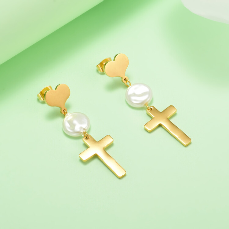 Aretes Cross Pearl