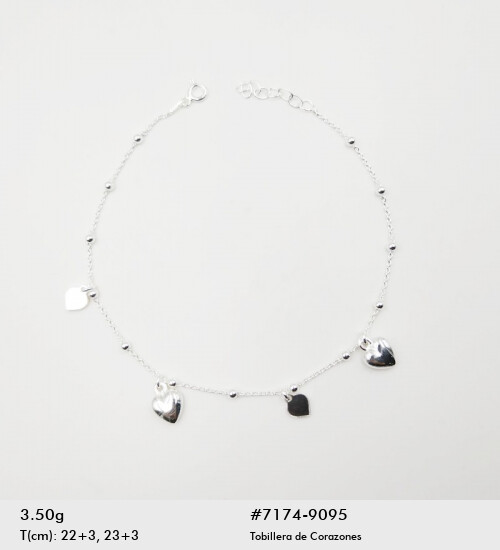 Tobillera de corazones