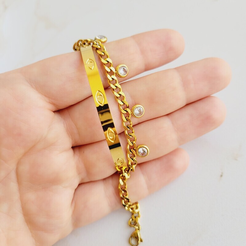 Pulsera brazalente con brillantes