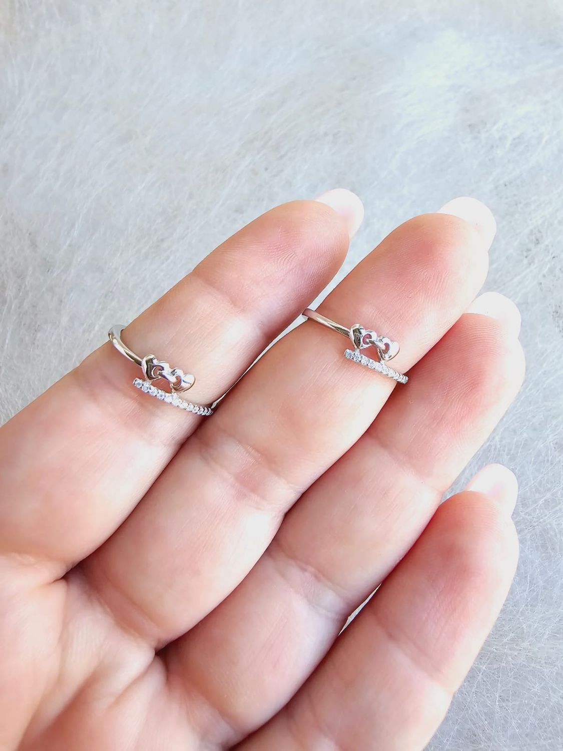 Anillo Plata Dúo corazones