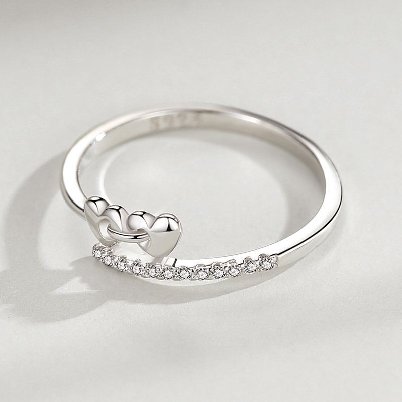 Anillo Plata Dúo corazones
