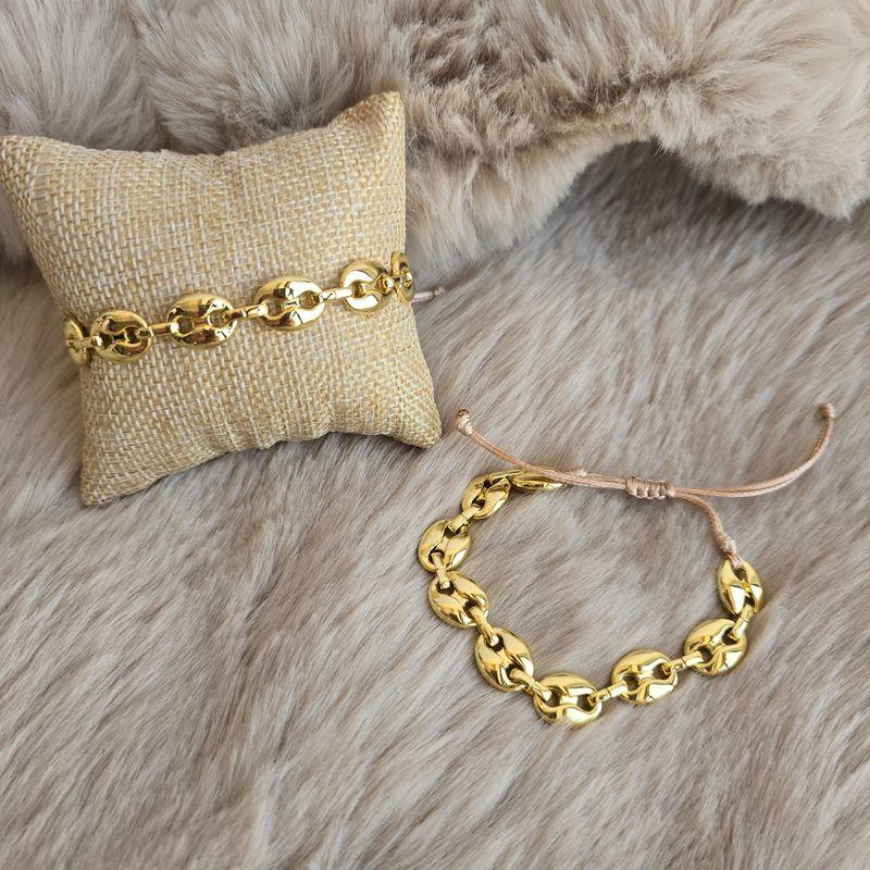 Pulsera ajustable B - Baño rodio 18K