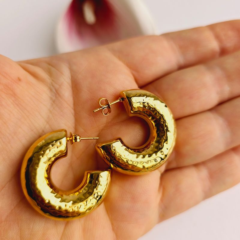 Chunky Hoops Dorados Martillados