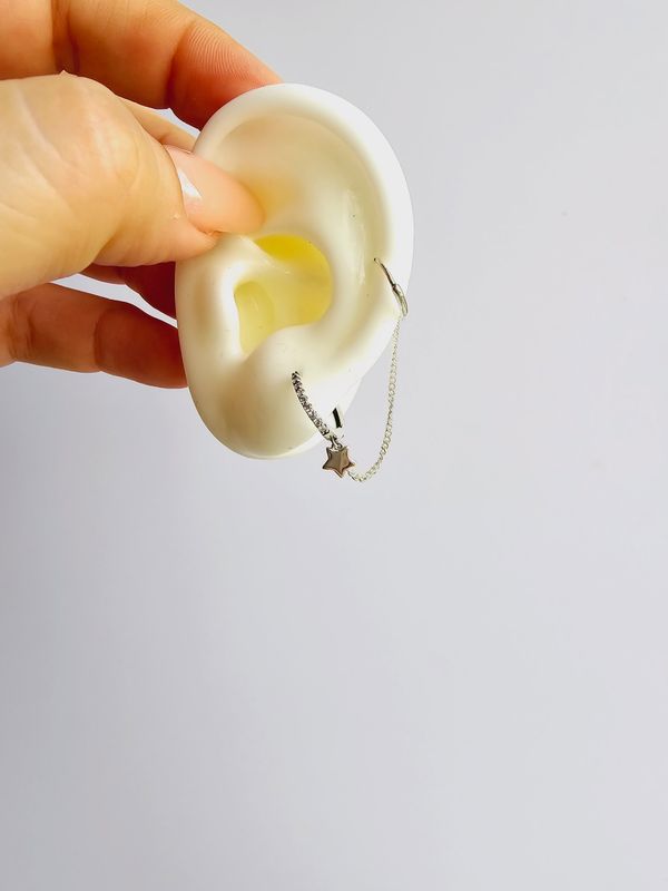 Arete Doble Argolla unido con Cadenita