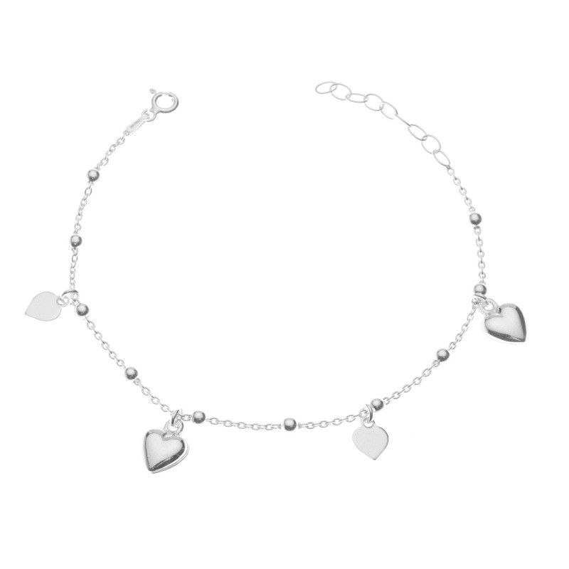 Pulsera de Cadena Forzatina con Dijes Colgantes de Corazones
