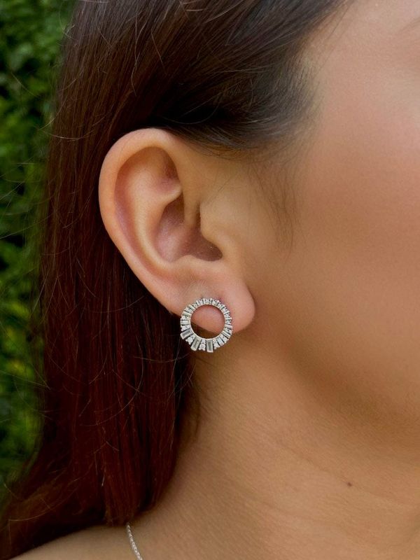 Aretes de Plata 925 con Cuadros y Cristales
