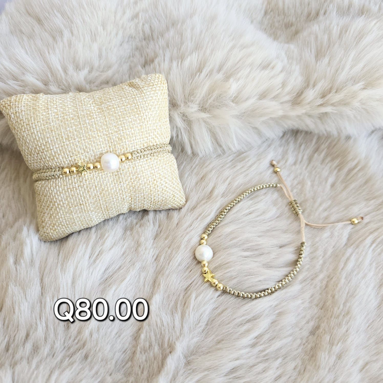 Pulsera Ajustable en Rodio con Perla y Estrellita
