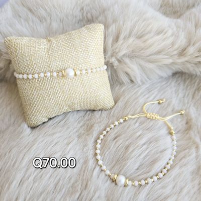 ​Pulsera Ajustable de Bolitas cristal y perla