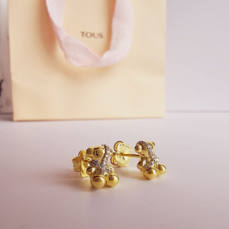 Aretes de Plata Osito Sentado con Brillantes