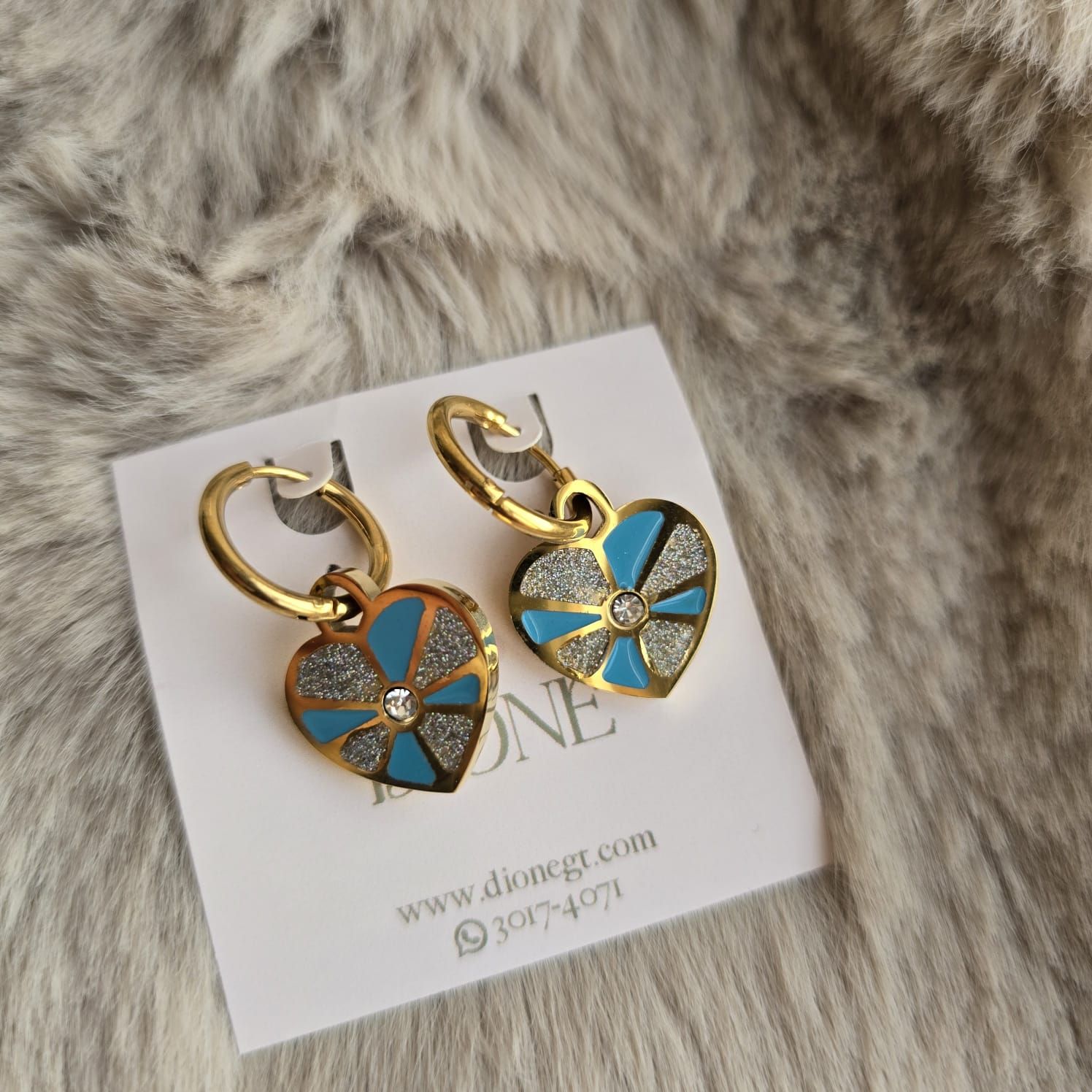 Aretes dorado con celeste