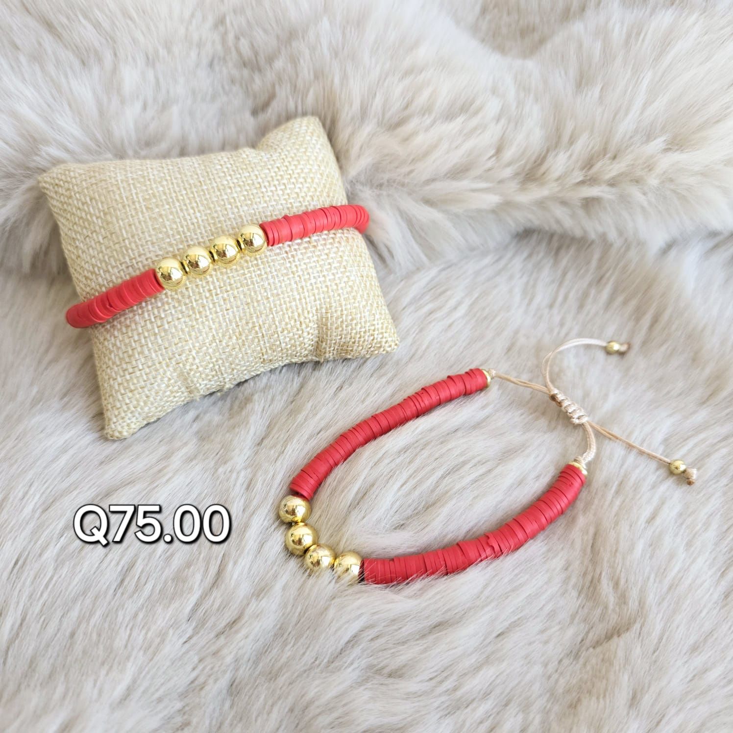 Pulsera ajustable discos rojos