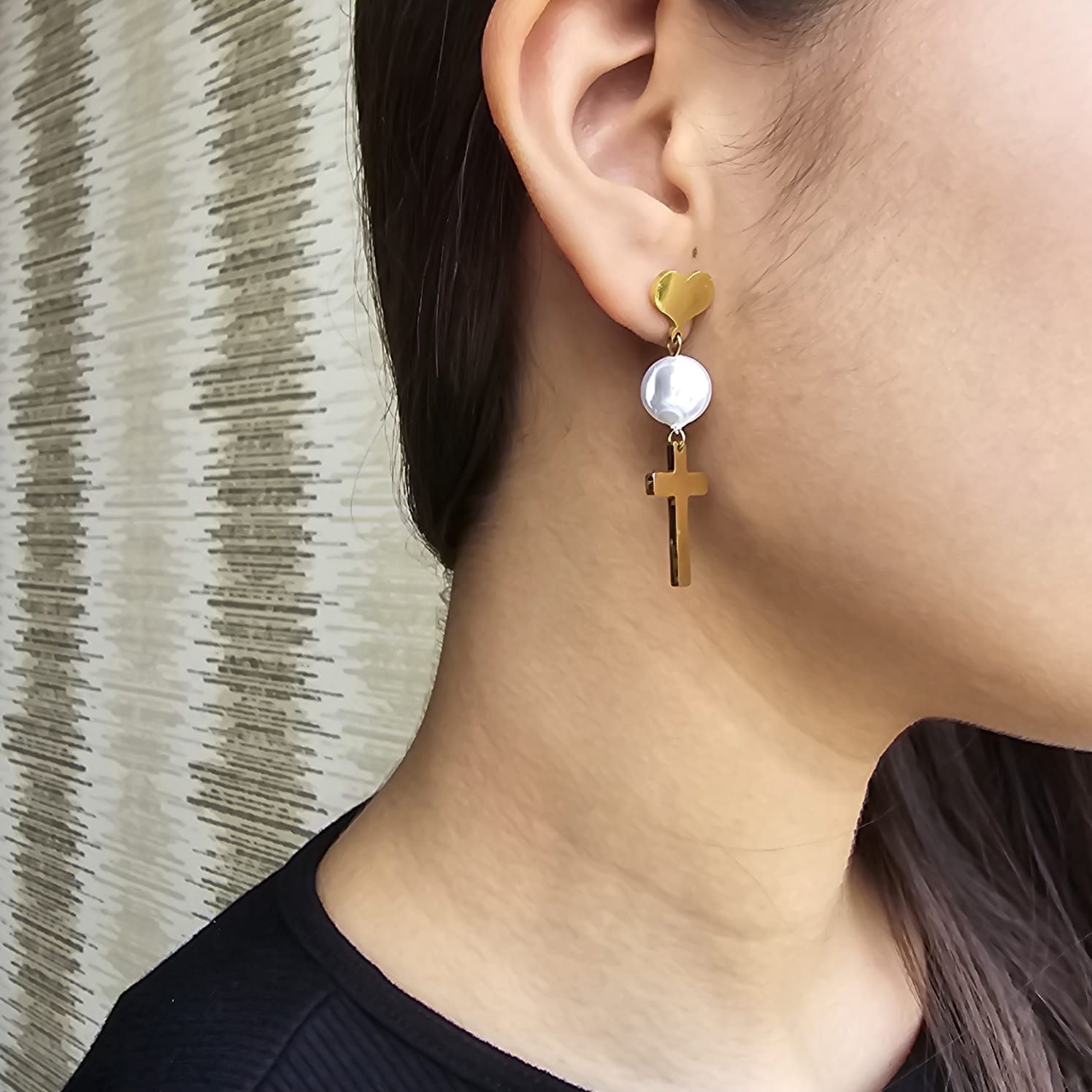 Aretes Cross Pearl