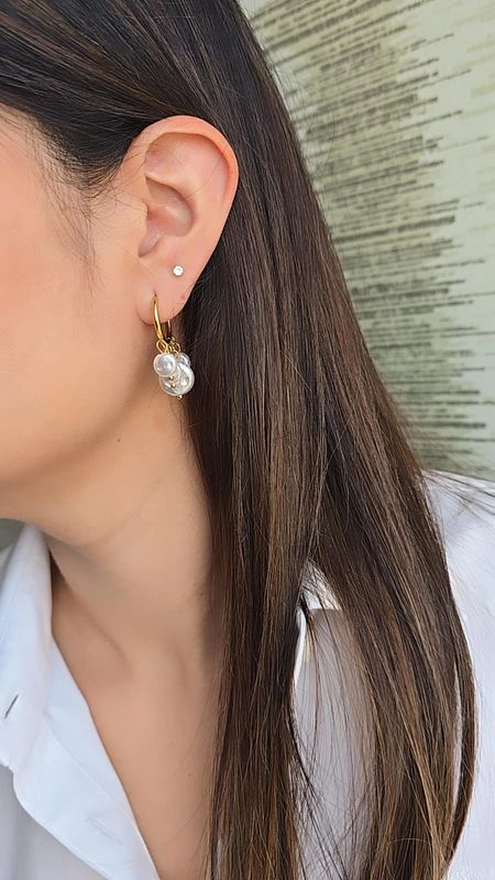 Argollas con perlas - Acero Inoxidable